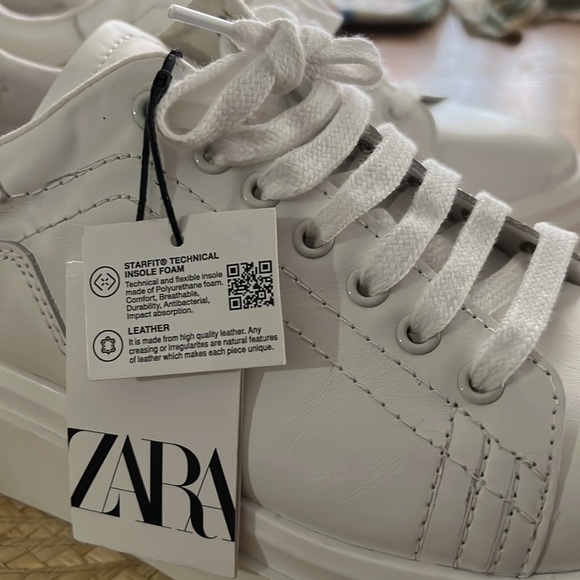 Zara leather Chunky Platform White Sneakers Size EU 42 - Picture 9 of 9